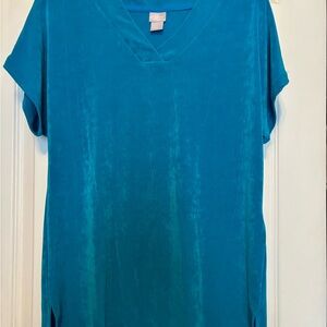 Teal Short Sleeve Tee with Soft Fabric and Casual Fit